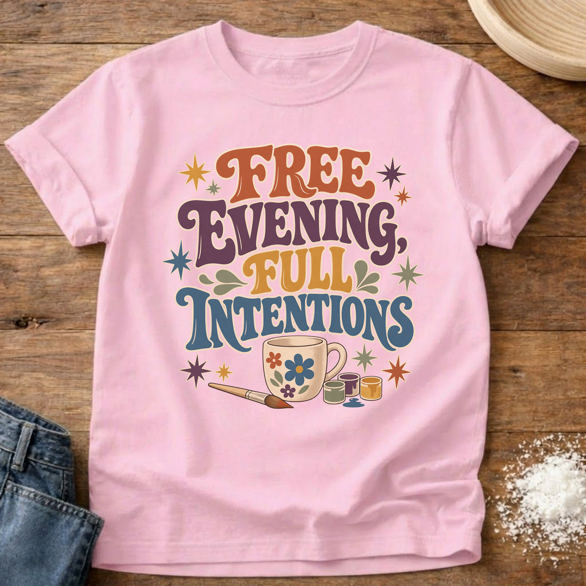 Knead More Fun Full Intentions homebody t-shirt in Blossom