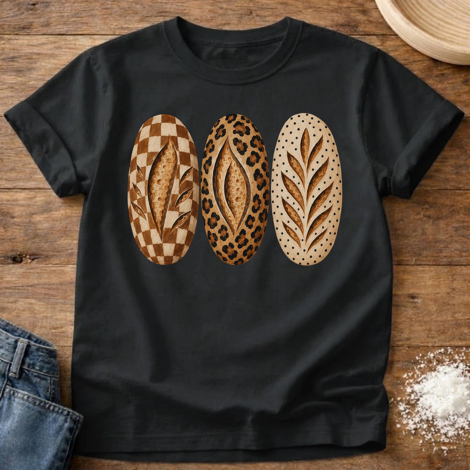 Knead More Fun Fun Fall Loaves sourdough t-shirt in Black