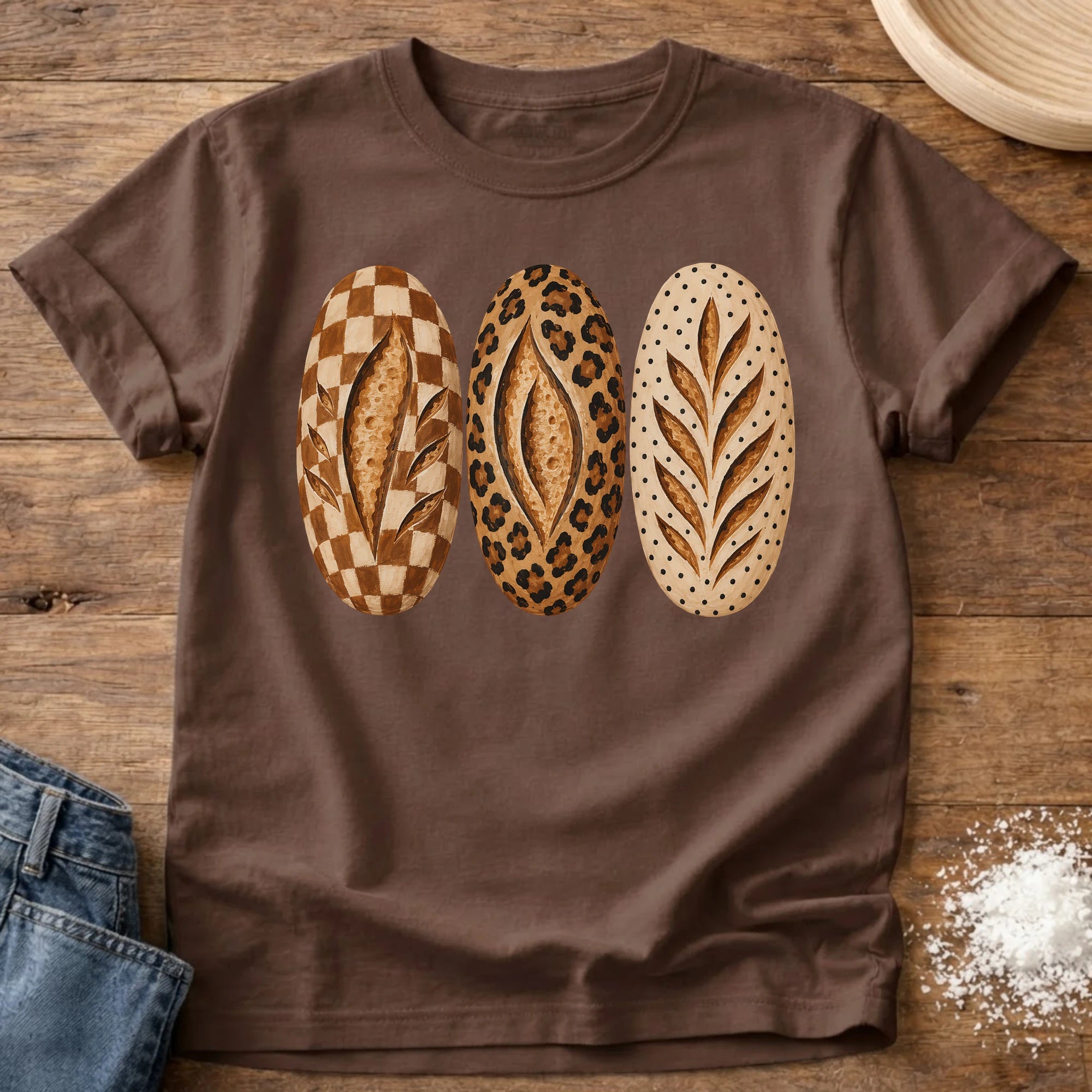 Knead More Fun Fun Fall Loaves sourdough t-shirt in Espresso