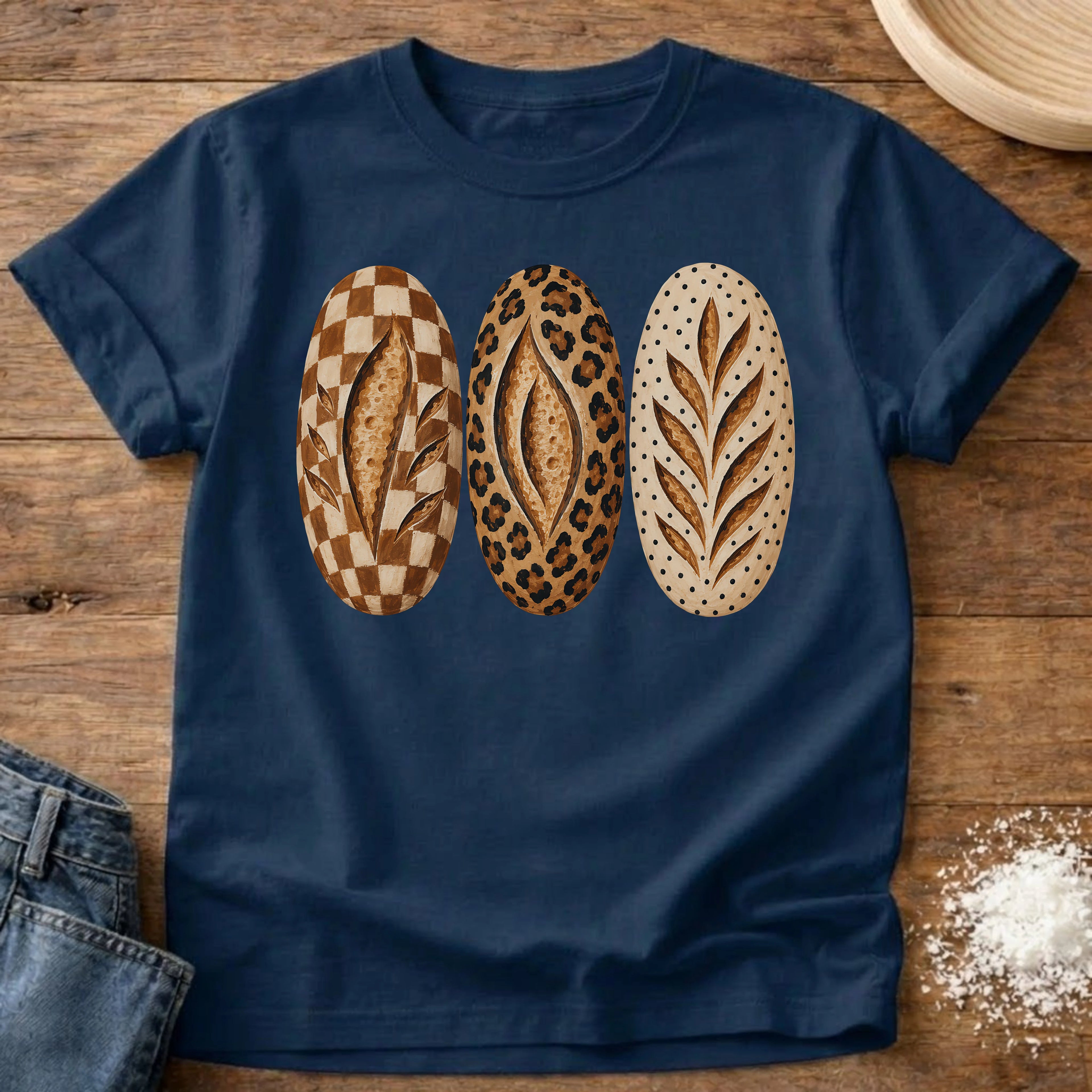 Knead More Fun Fun Fall Loaves sourdough t-shirt in Navy