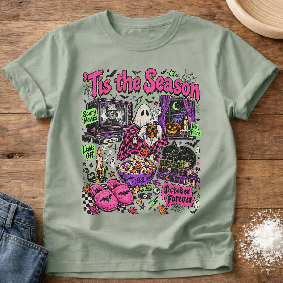 Knead More Fun Ghost Homebody Season graphic t-shirt in Bay