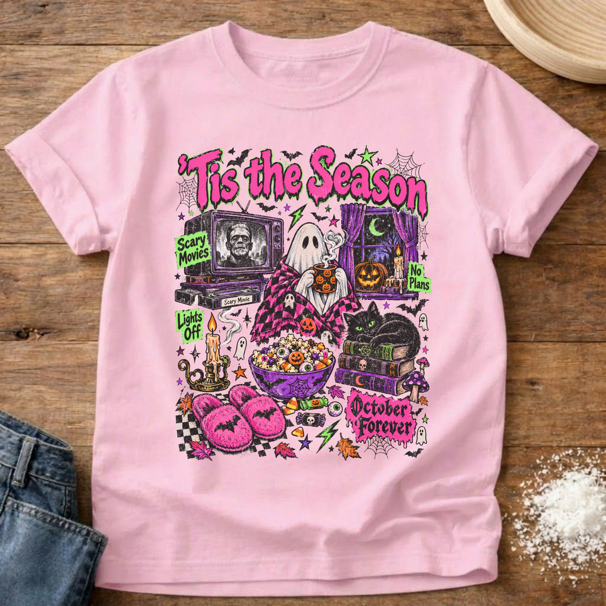 Knead More Fun Ghost Homebody Season graphic t-shirt in Blossom