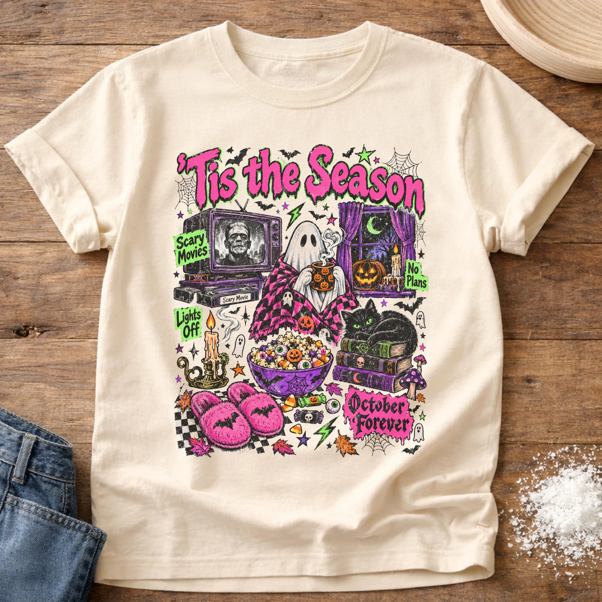 Knead More Fun Ghost Homebody Season graphic t-shirt in Ivory