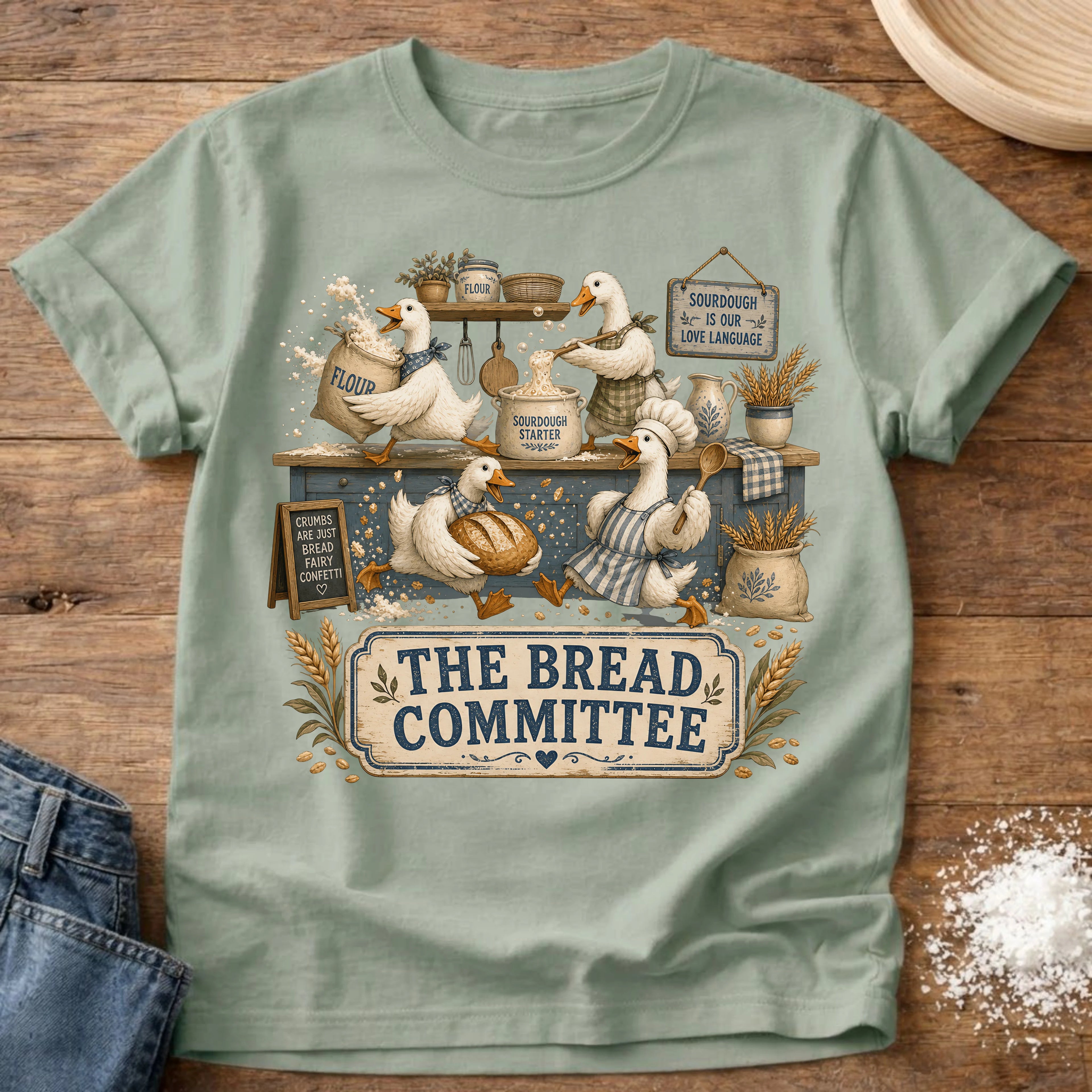 Knead More Fun Goose Bread Committee sourdough t-shirt in Bay