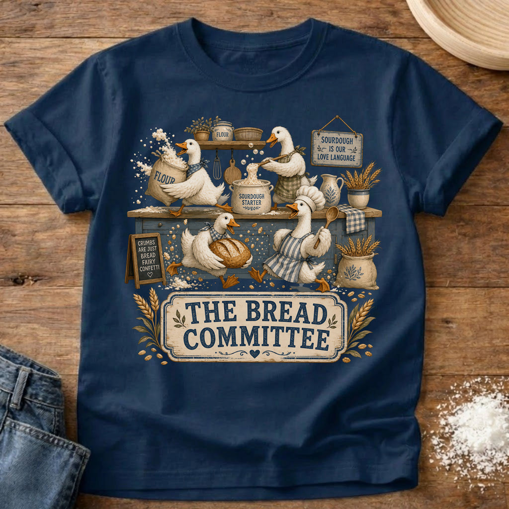 Knead More Fun Goose Bread Committee sourdough t-shirt in Navy