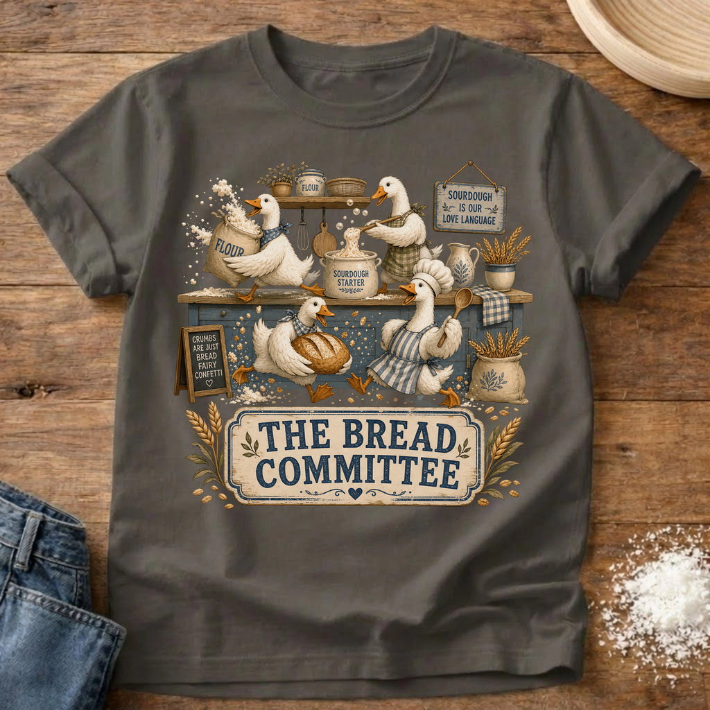 Knead More Fun Goose Bread Committee sourdough t-shirt in Pepper