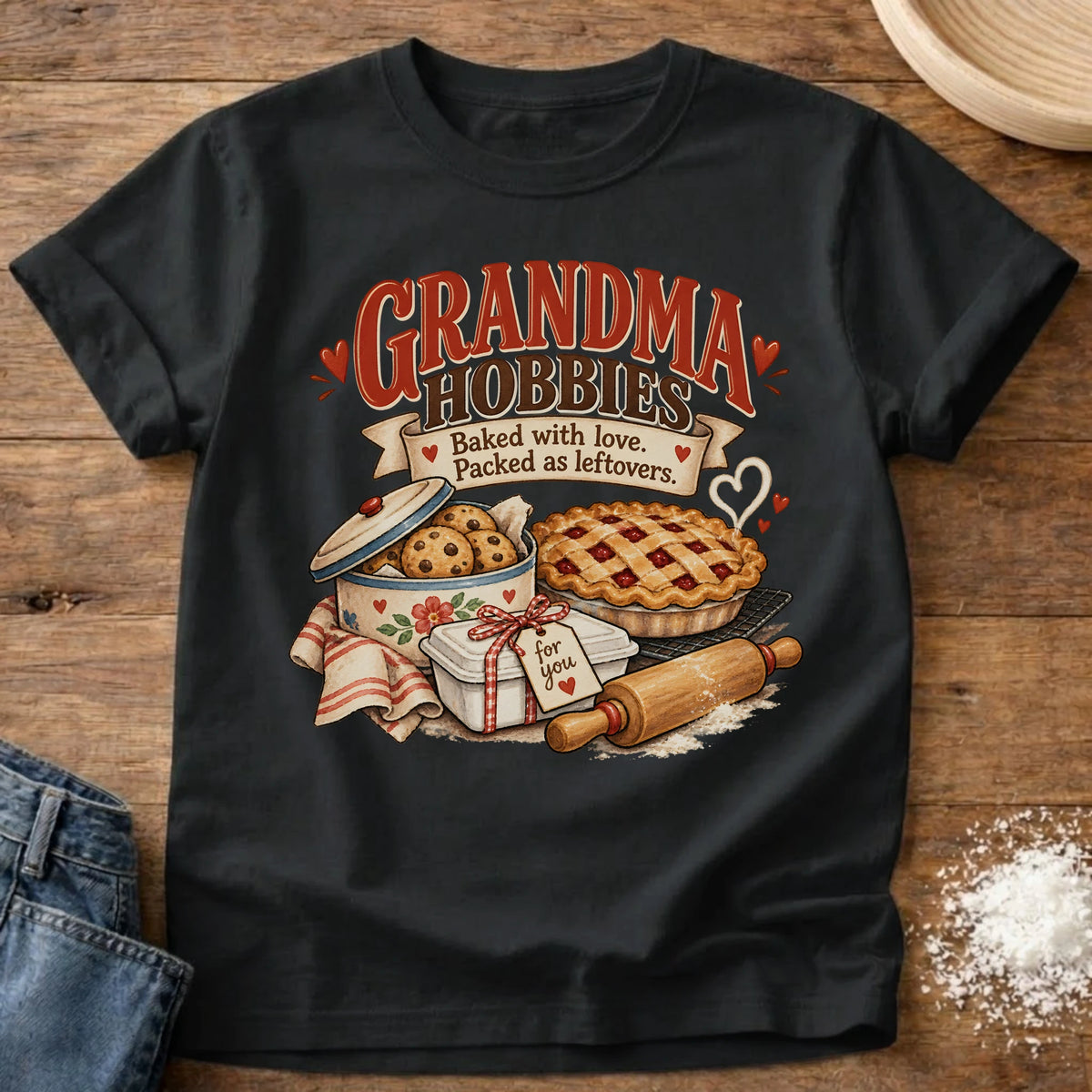Knead More Fun Grandma Hobbies Baking t-shirt in Black