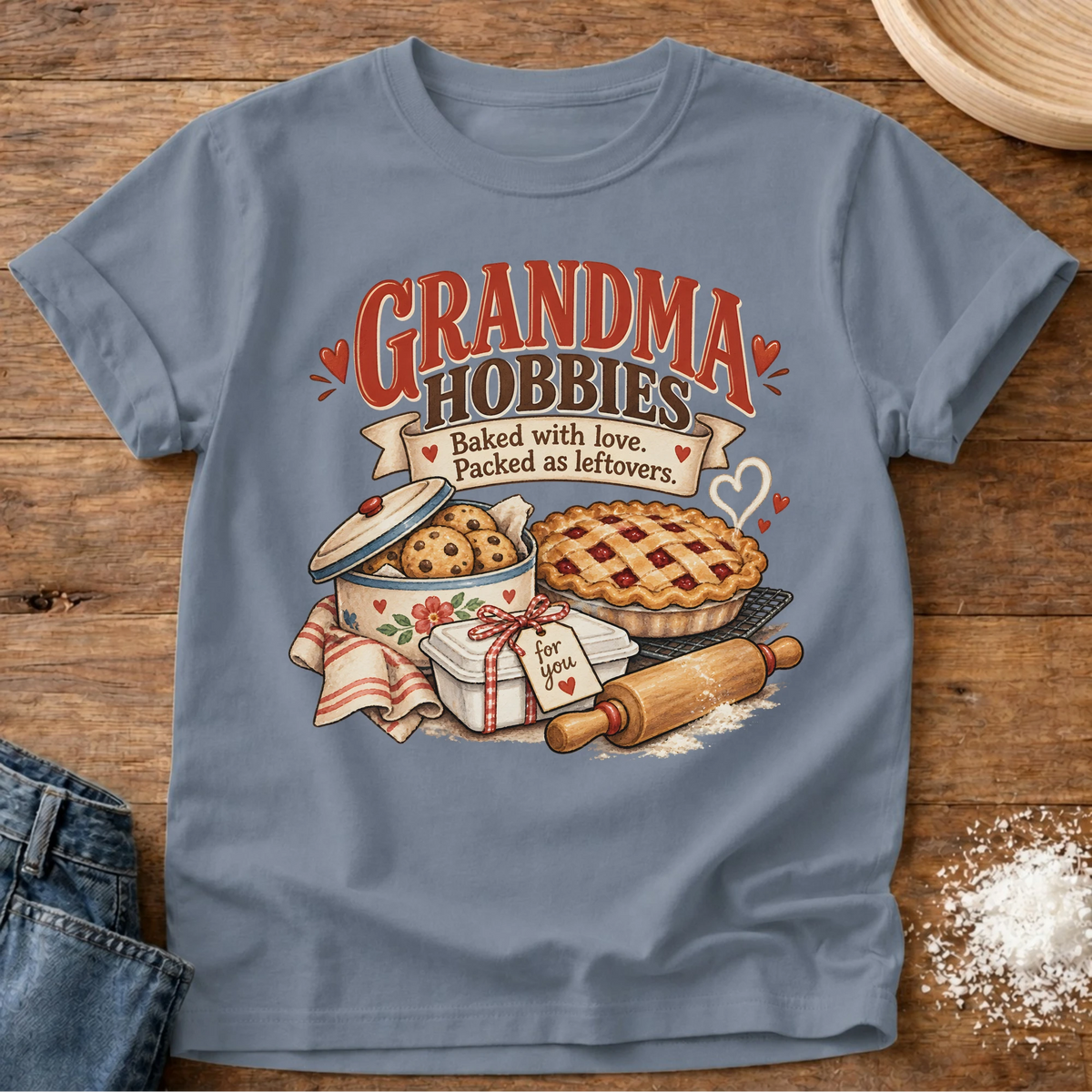 Knead More Fun Grandma Hobbies Baking t-shirt in Blue Jean