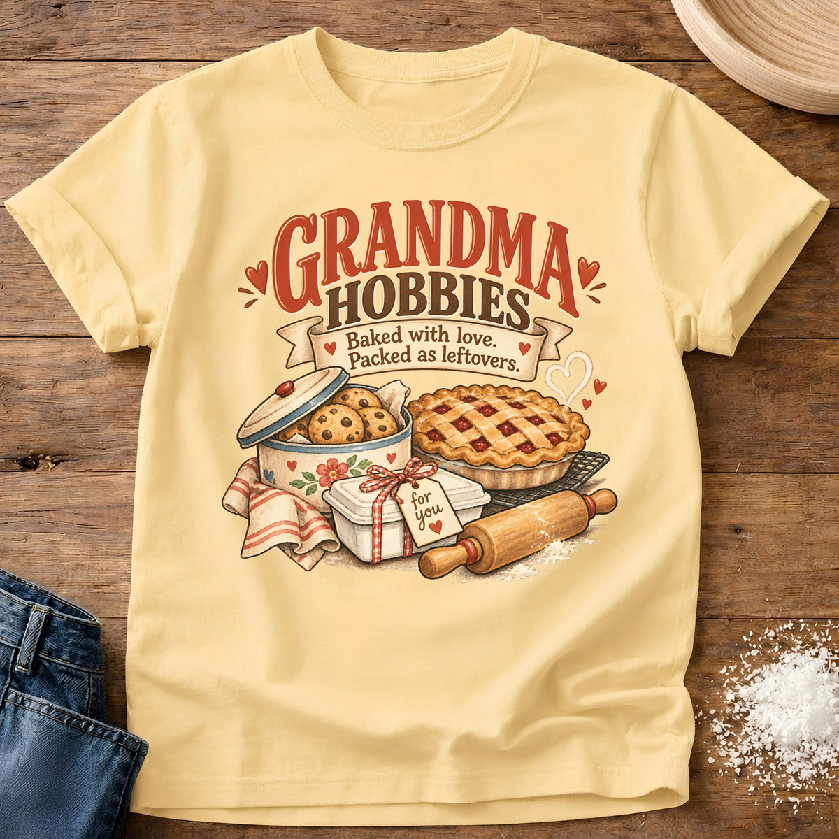 Knead More Fun Grandma Hobbies Baking t-shirt in Butter