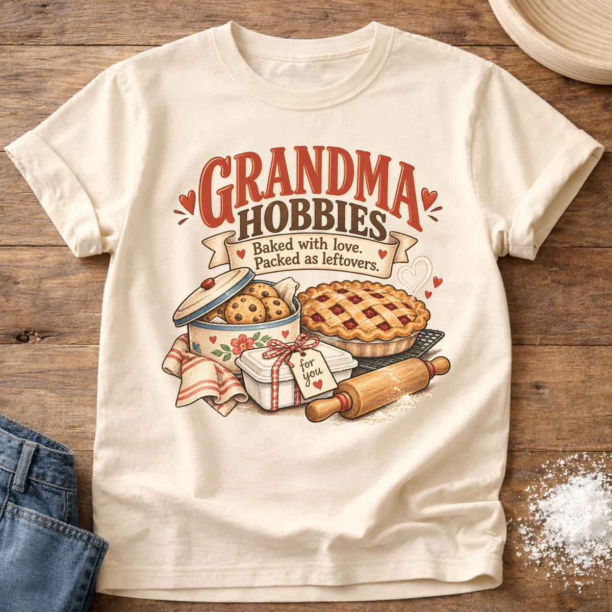 Knead More Fun Grandma Hobbies Baking t-shirt in Ivory