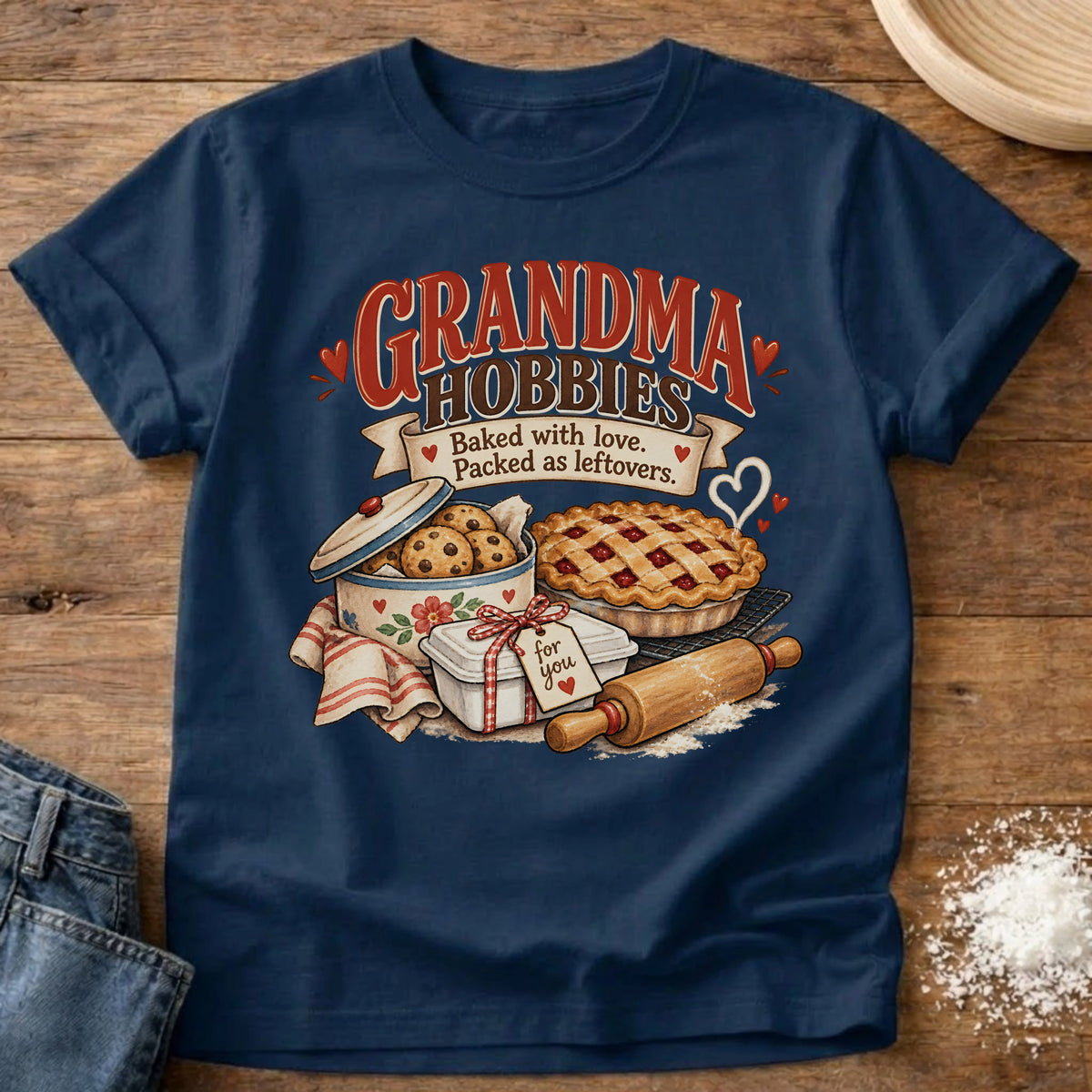 Knead More Fun Grandma Hobbies Baking t-shirt in Navy