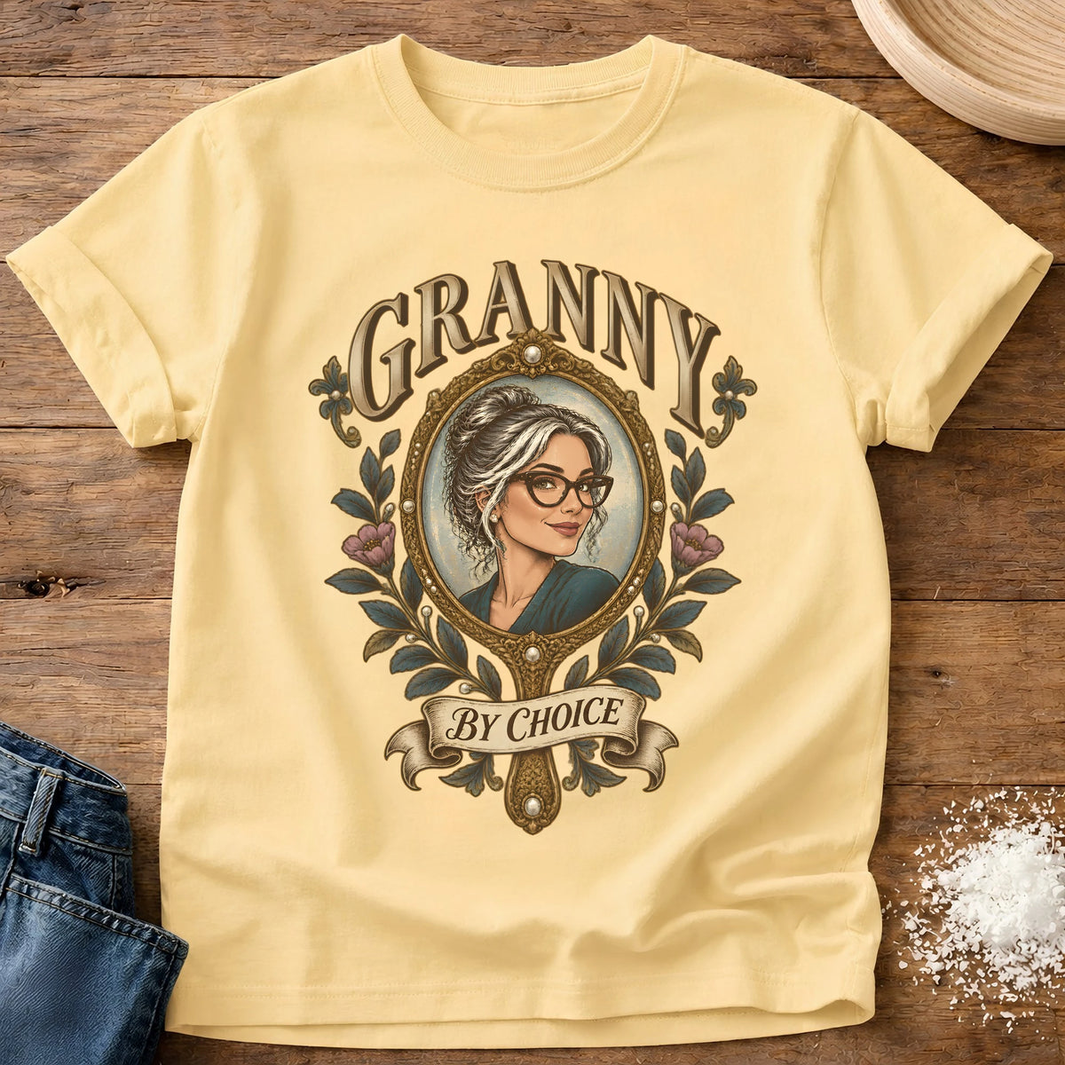Knead More Fun Granny By Choice grannycore t-shirt in Butter