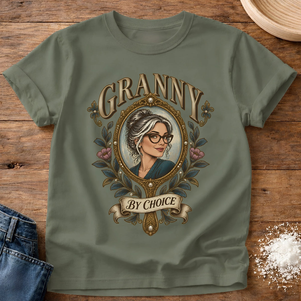 Knead More Fun Granny By Choice grannycore t-shirt in Moss