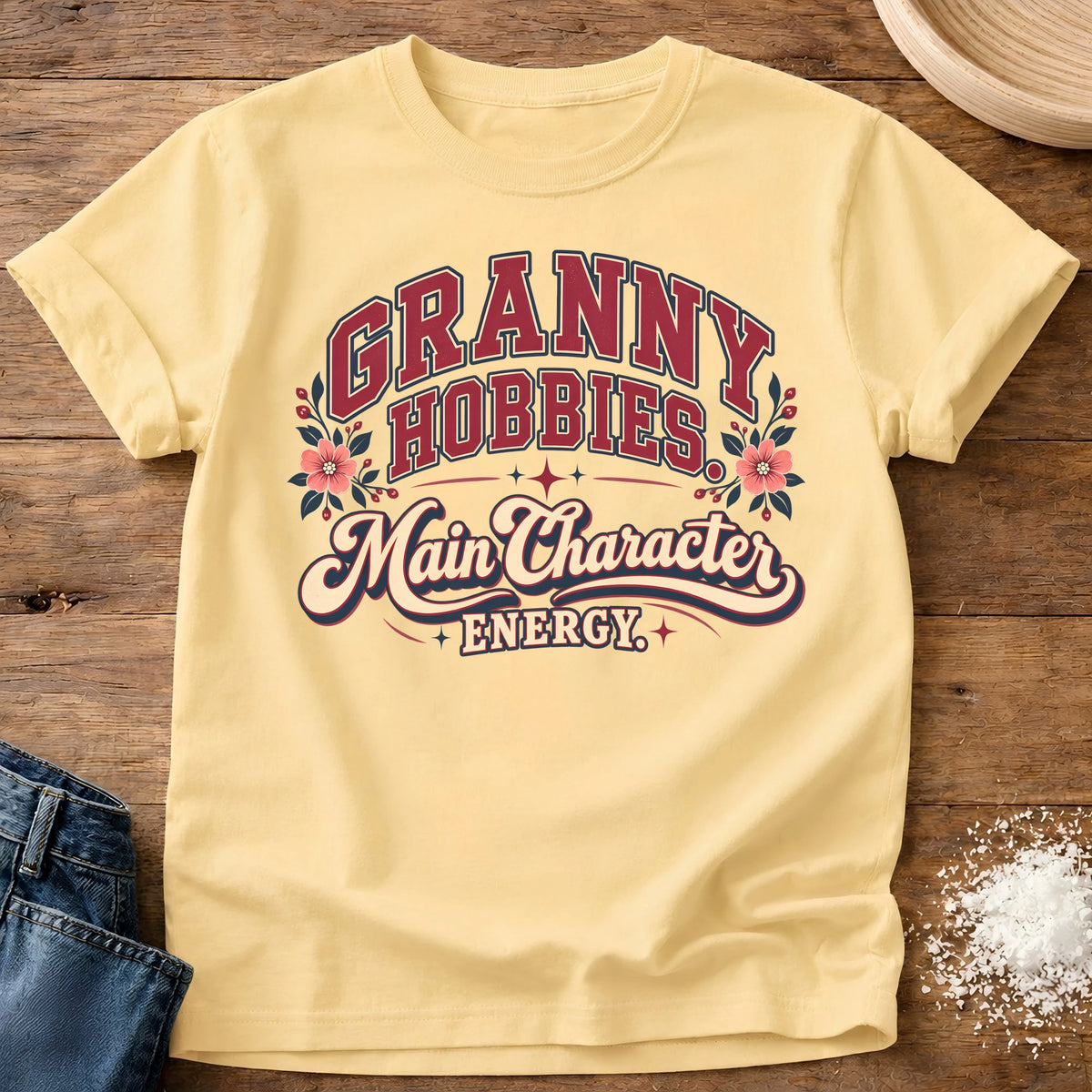 Knead More Fun Granny Hobbies t-shirt in Butter