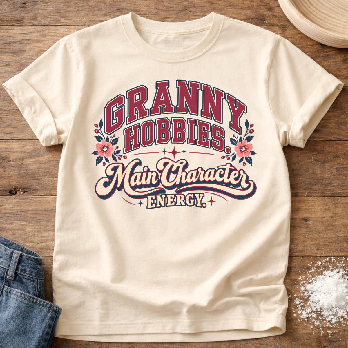 Knead More Fun Granny Hobbies t-shirt in Ivory