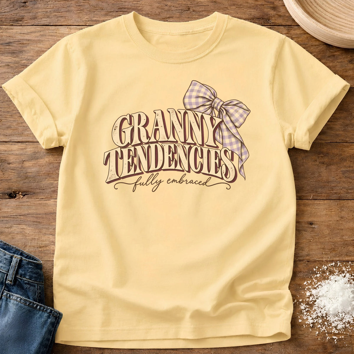Knead More Fun Granny Tendancies grannycore t-shirt in Butter