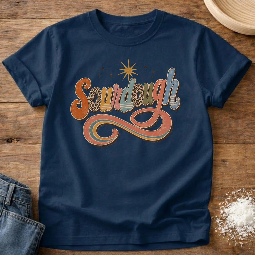 Knead More Fun Groovy Sourdough retro tee in Navy