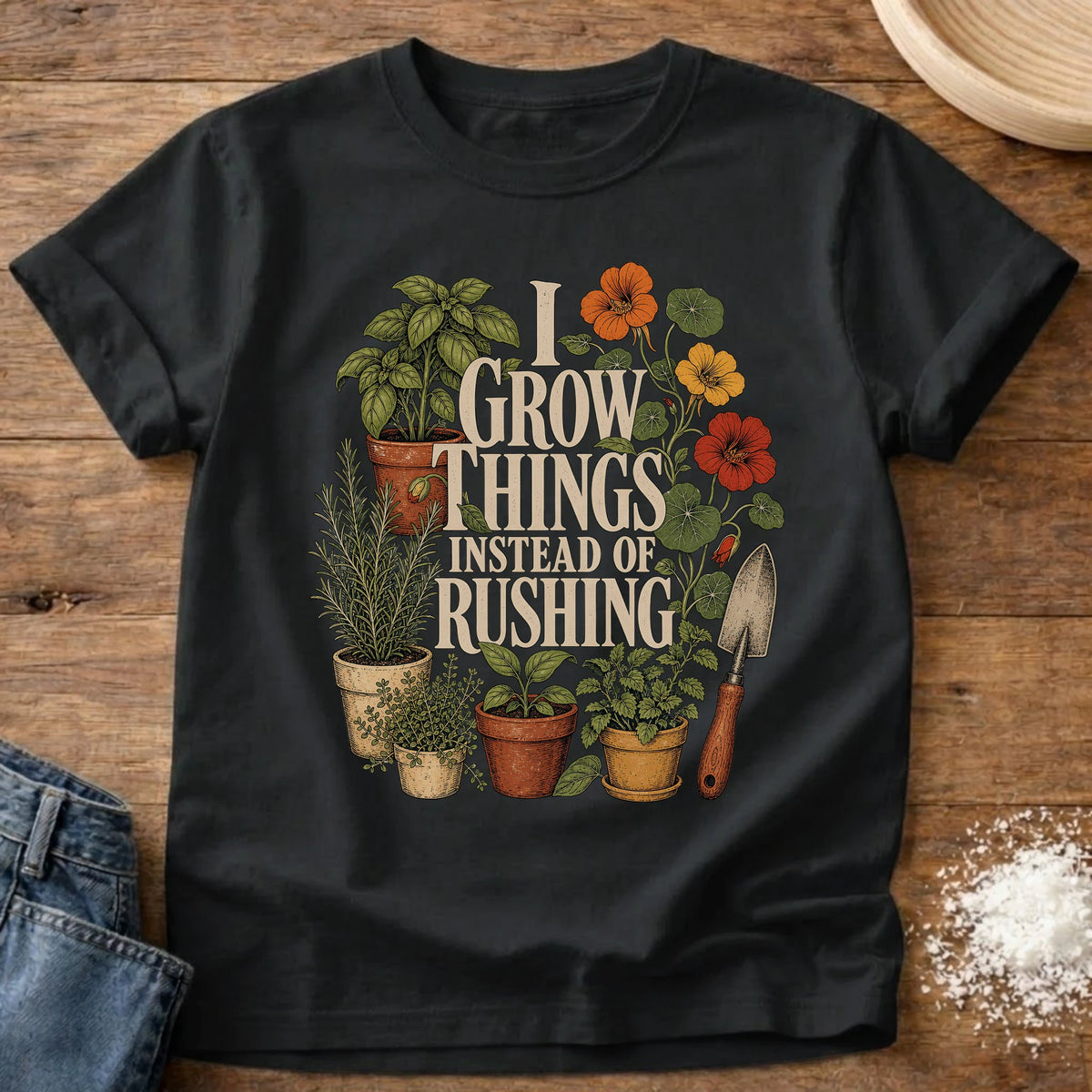 Knead More Fun Grow Things homebody t-shirt in Black