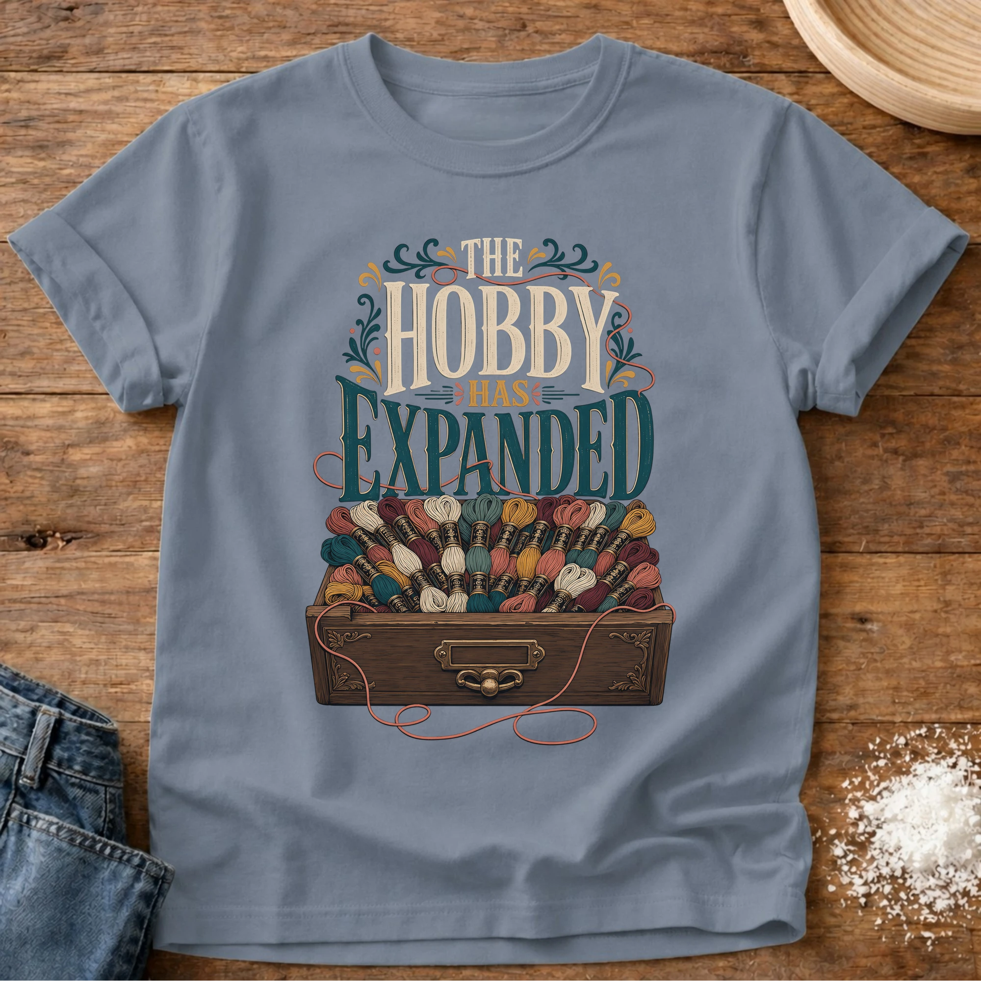 Knead More Fun growing hobby garden lover t-shirt in Blue Jean