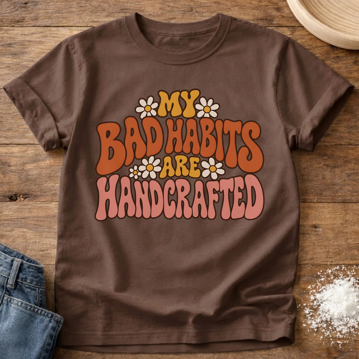 Knead More Fun Handcrafted Bad Habits t-shirt in Espresso