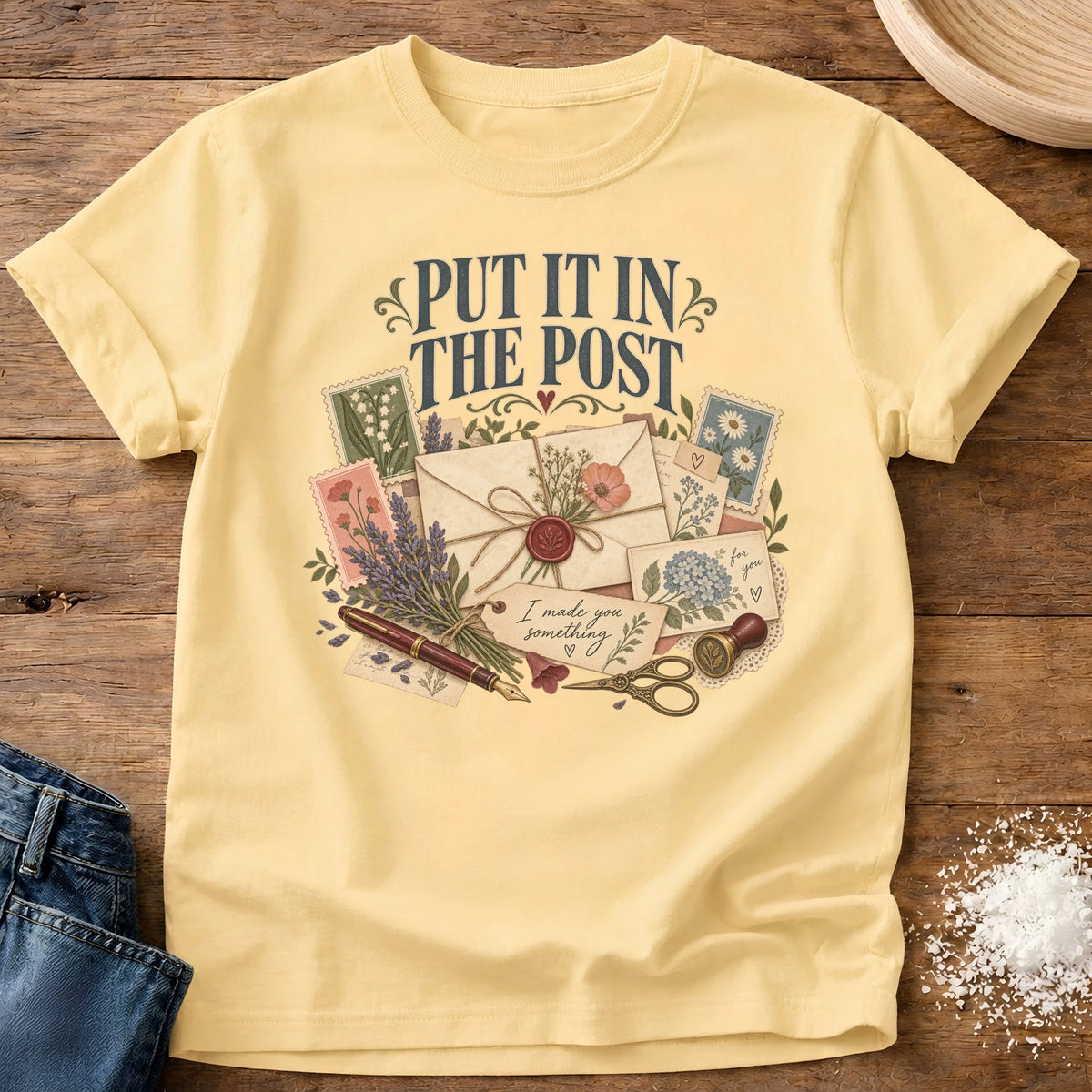 Knead More Fun Handwritten Sentiments graphic t-shirt in Butter