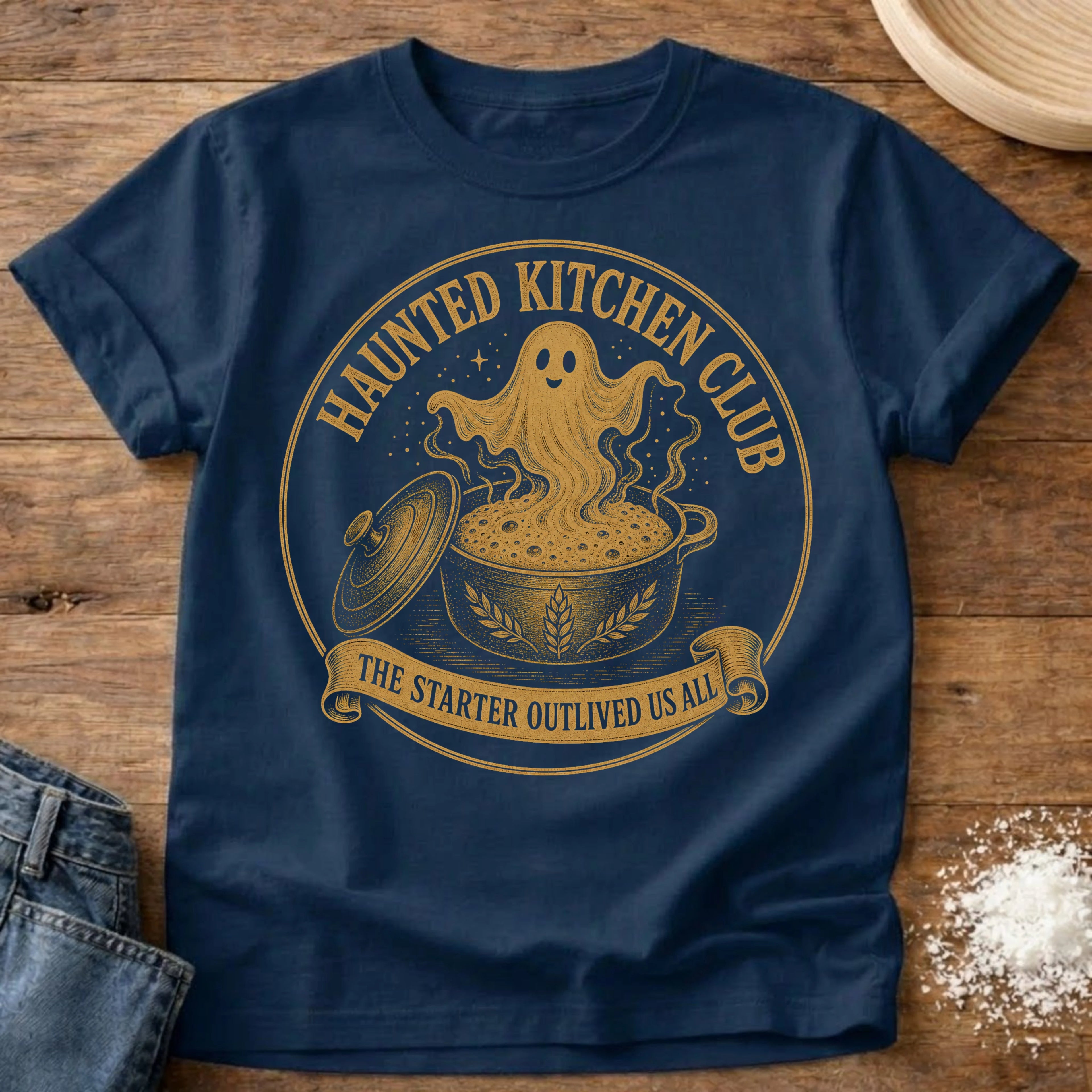 Knead More Fun Haunted Kitchen Club t-shirt in Navy