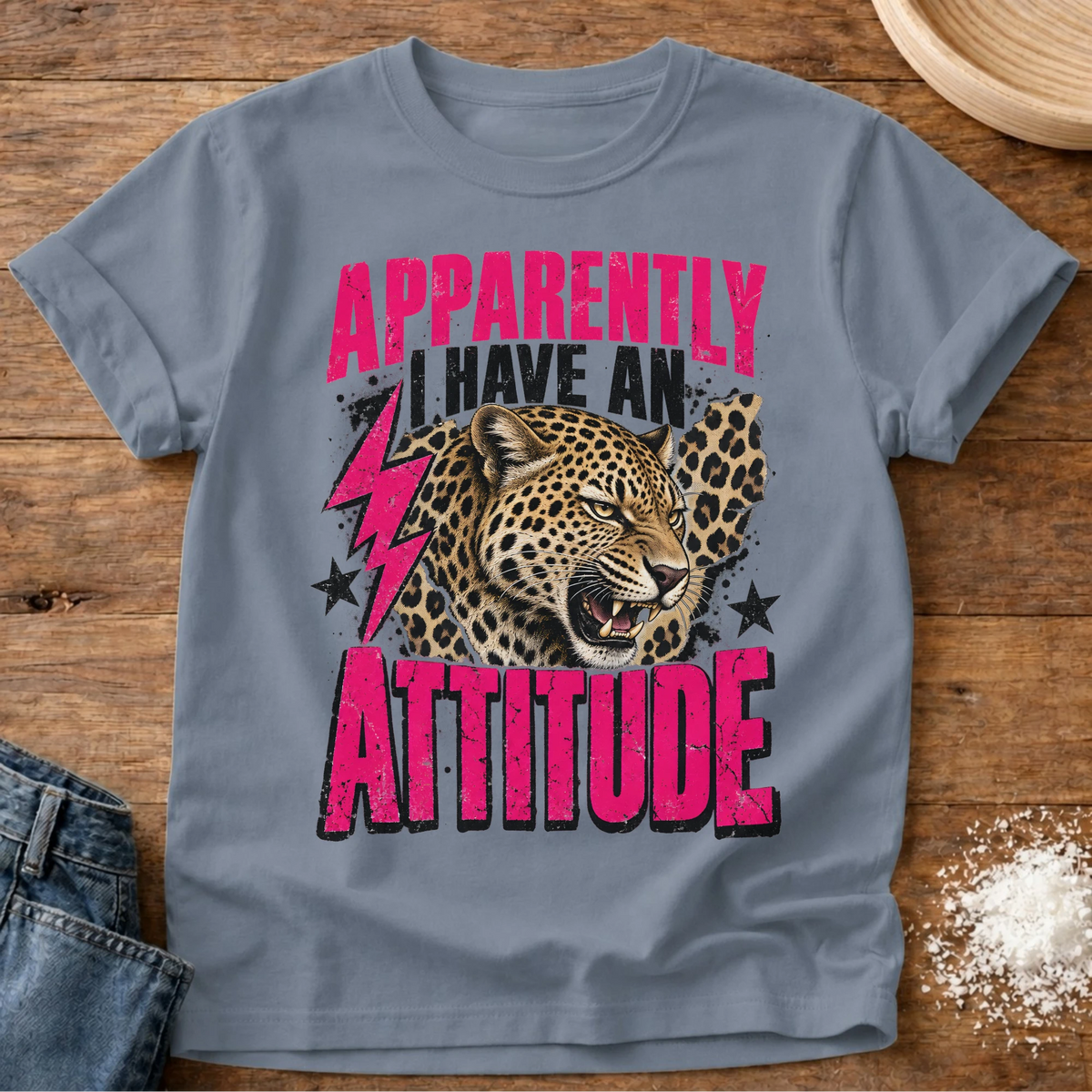 Knead More Fun Have An Attitude t-shirt in Blue Jean