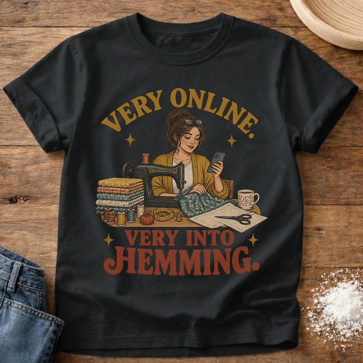 Knead More Fun Hemming Era hemming t-shirt in Black