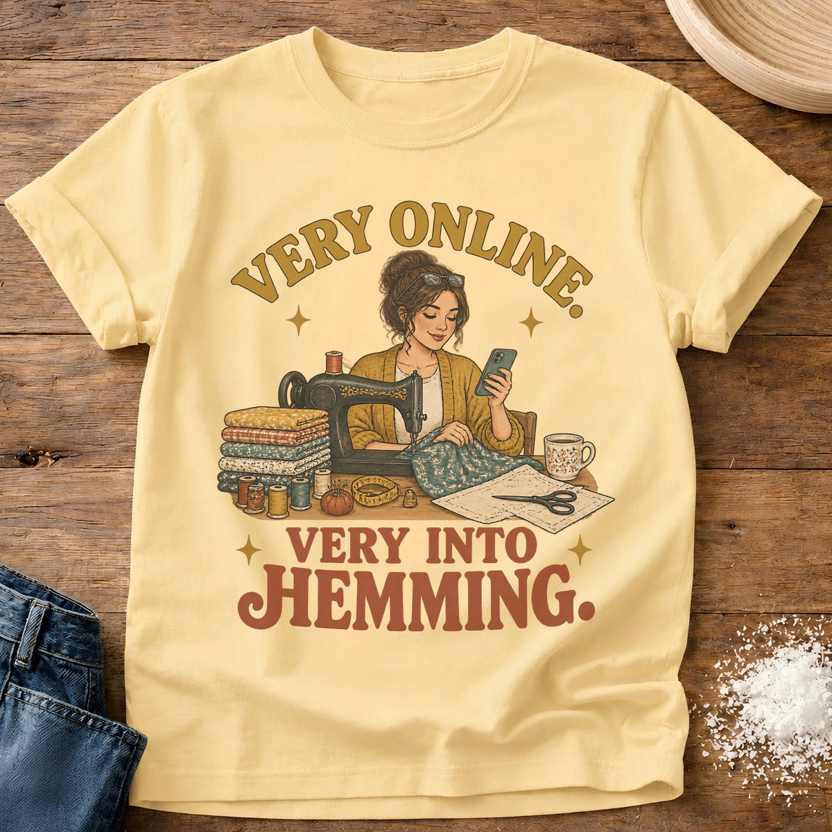 Knead More Fun Hemming Era hemming t-shirt in Butter
