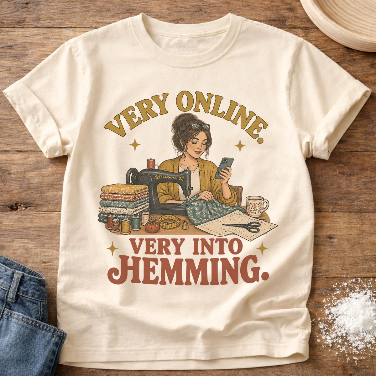 Knead More Fun Hemming Era hemming t-shirt in Ivory