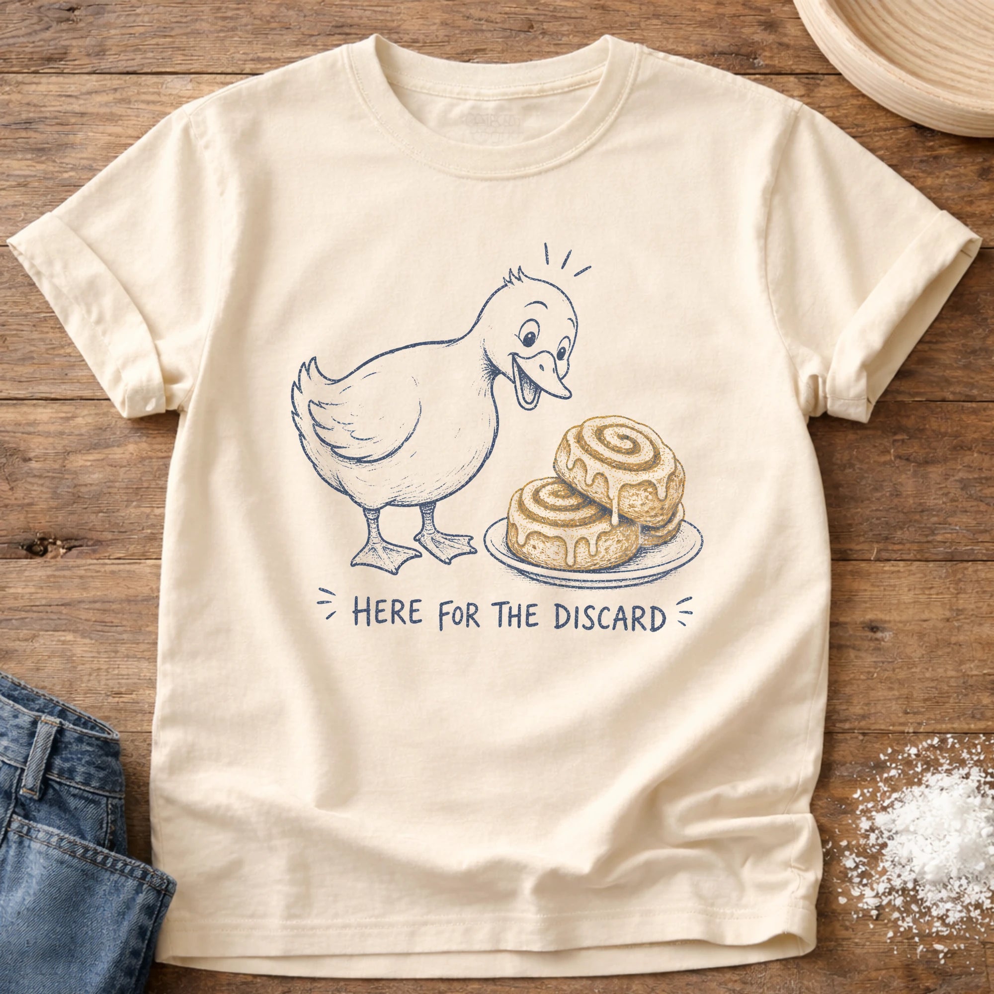 Knead More Fun Here for the Discard Duck sourdough t-shirt in Ivory