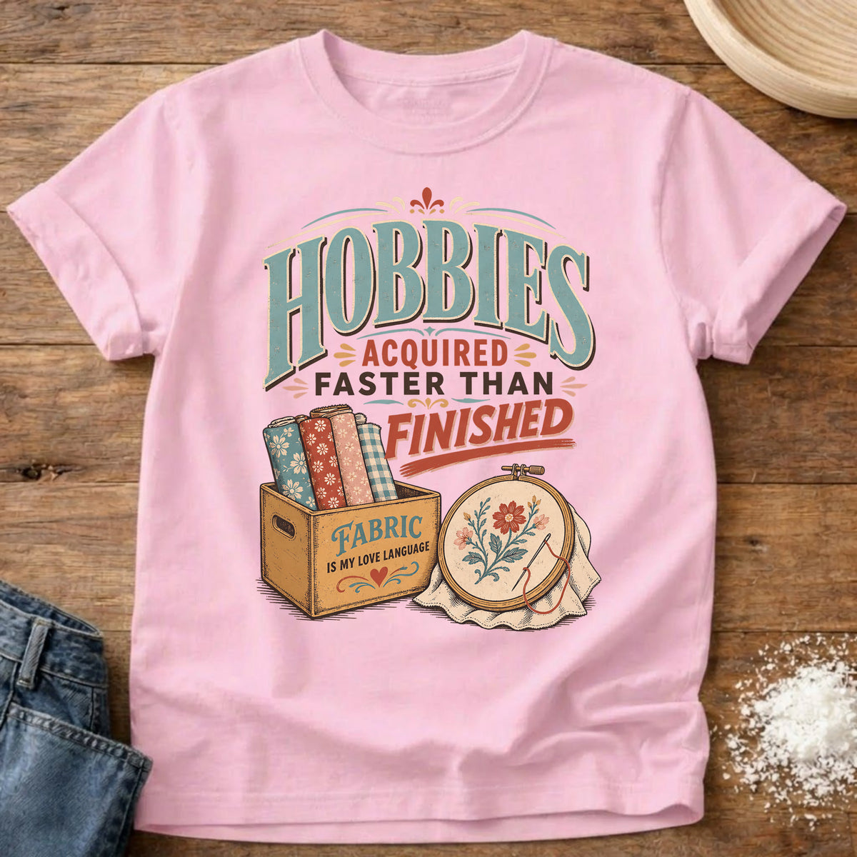Knead More Fun Hobbies Acquired homebody t-shirt in Blossom