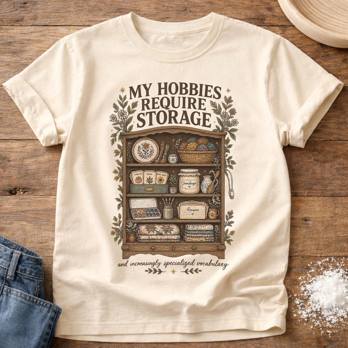 Knead More Fun Hobbies Need Displays craft storage t-shirt in Ivory