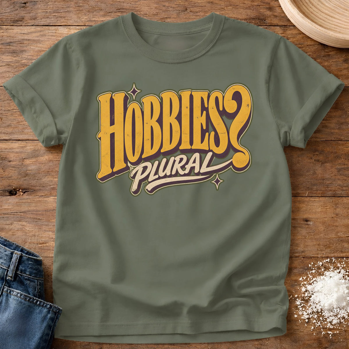 Knead More Fun Hobbies Plural grannycore t-shirt in Moss