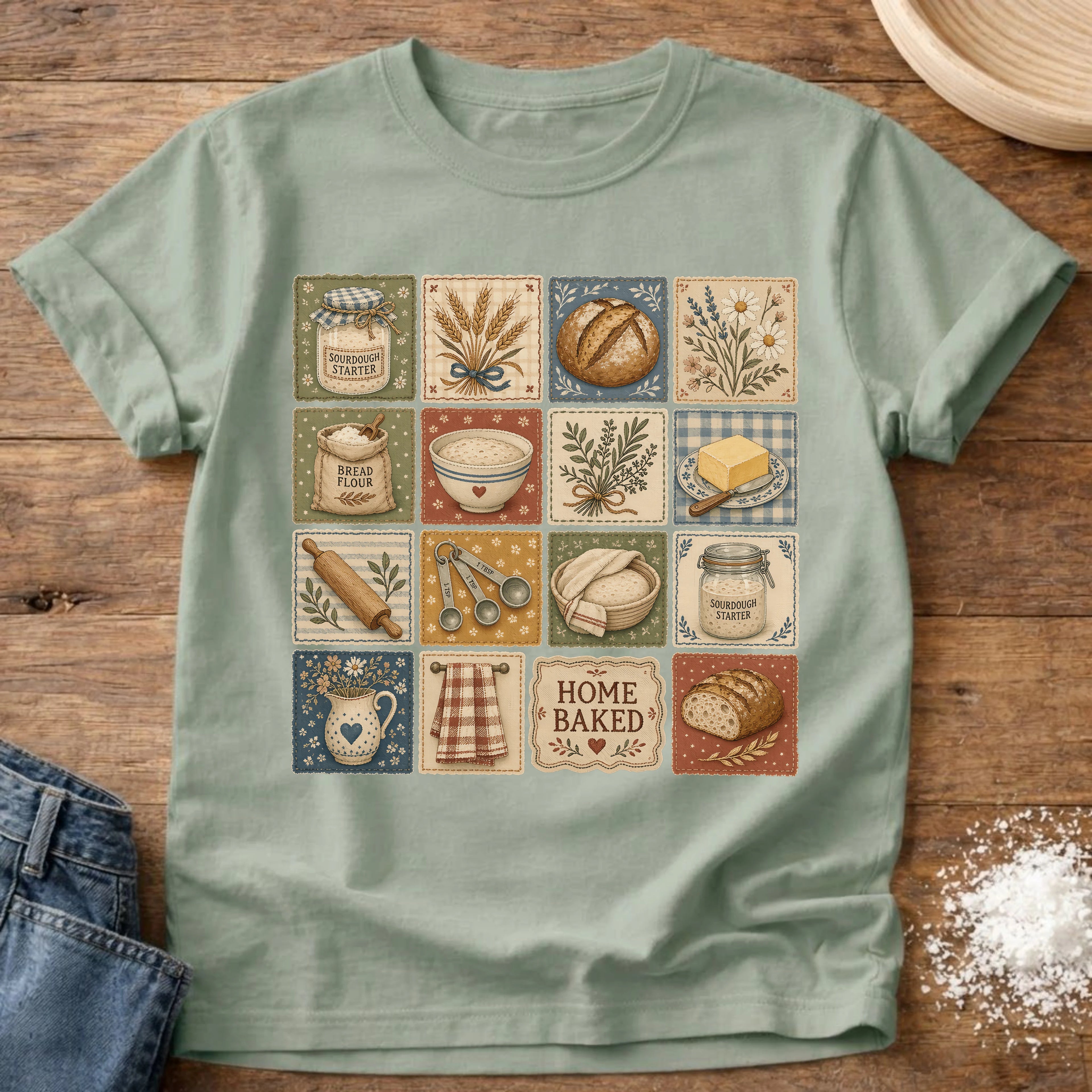 Knead More Fun Home Baked Collection sourdough t-shirt in Bay