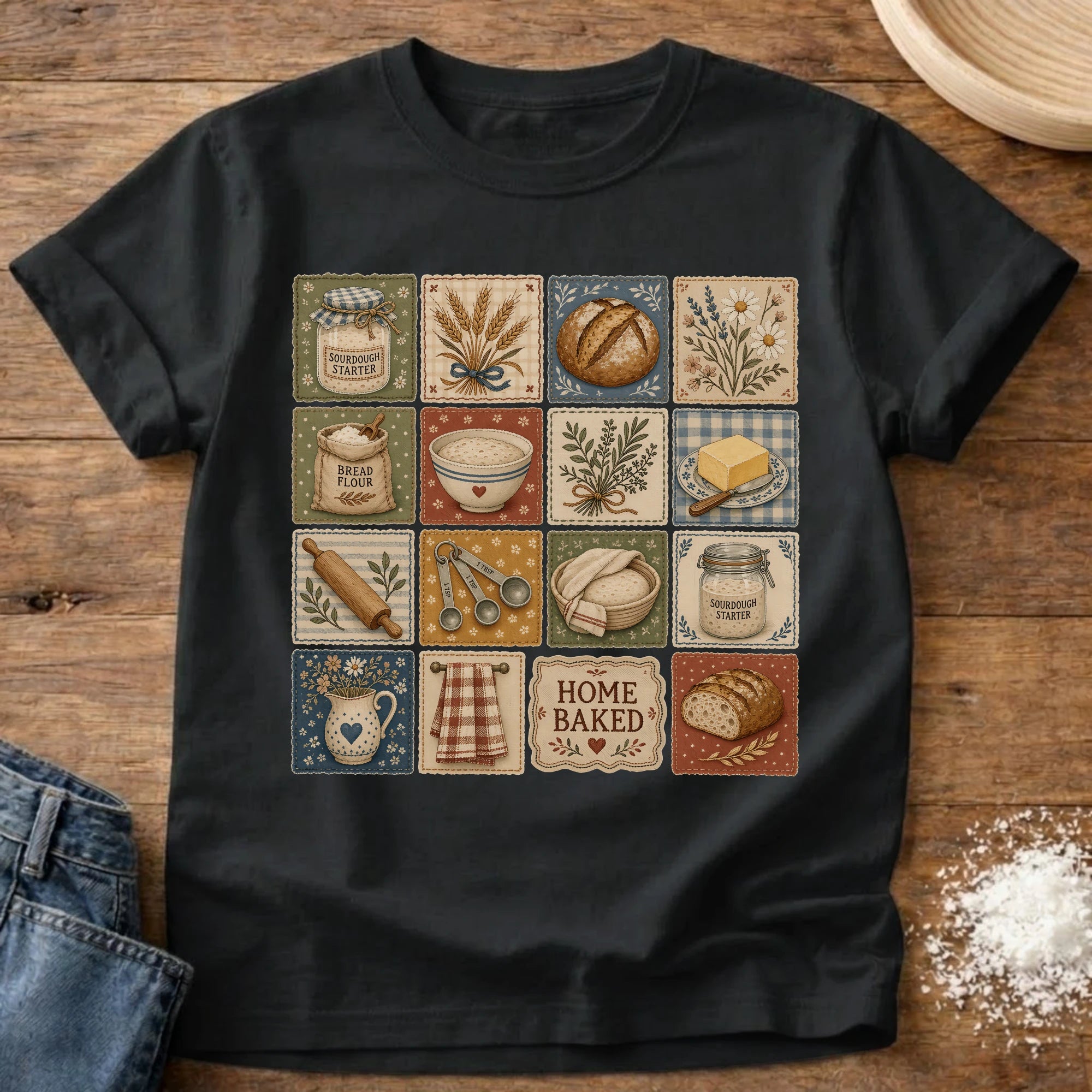 Knead More Fun Home Baked Collection sourdough t-shirt in Black