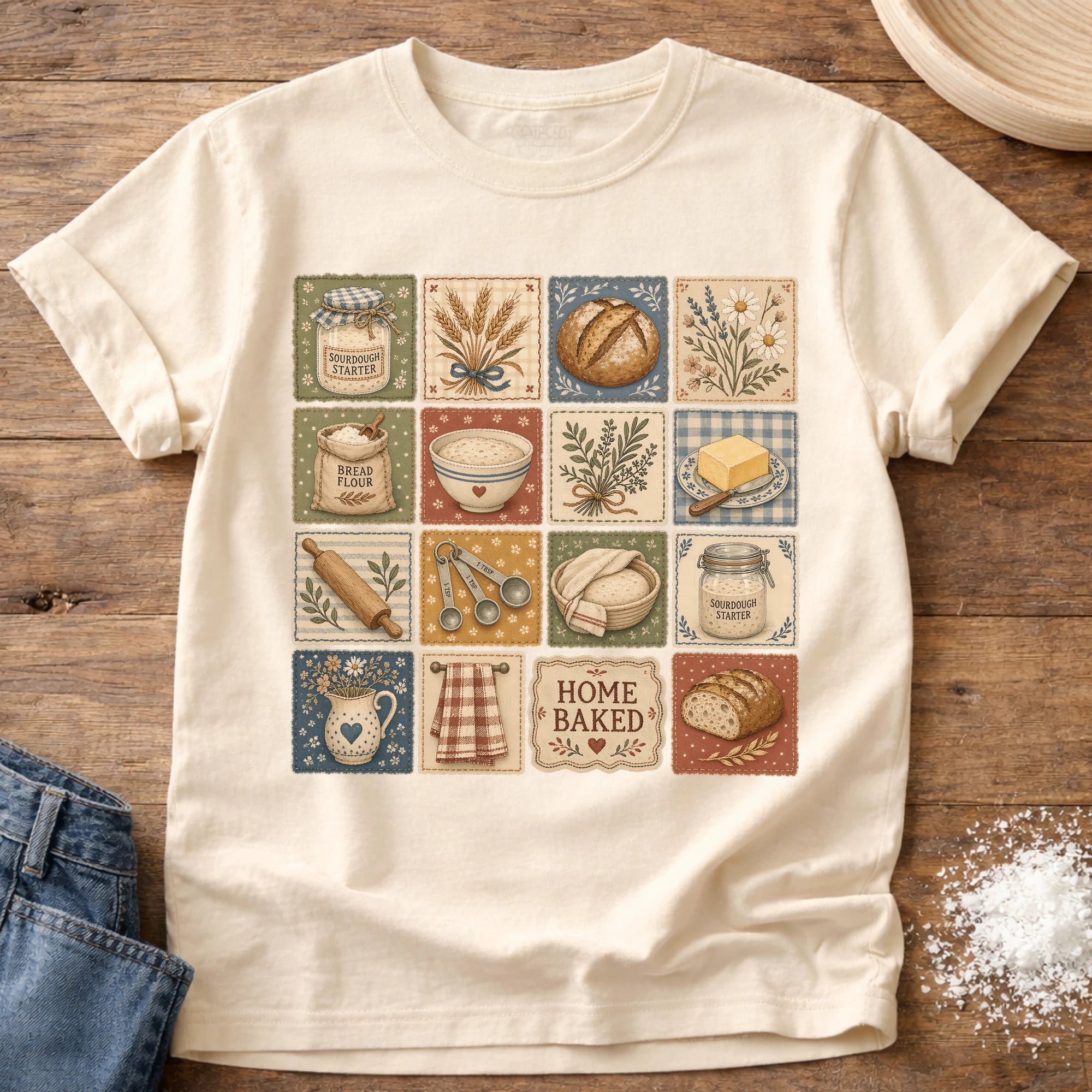 Knead More Fun Home Baked Collection sourdough t-shirt in Ivory