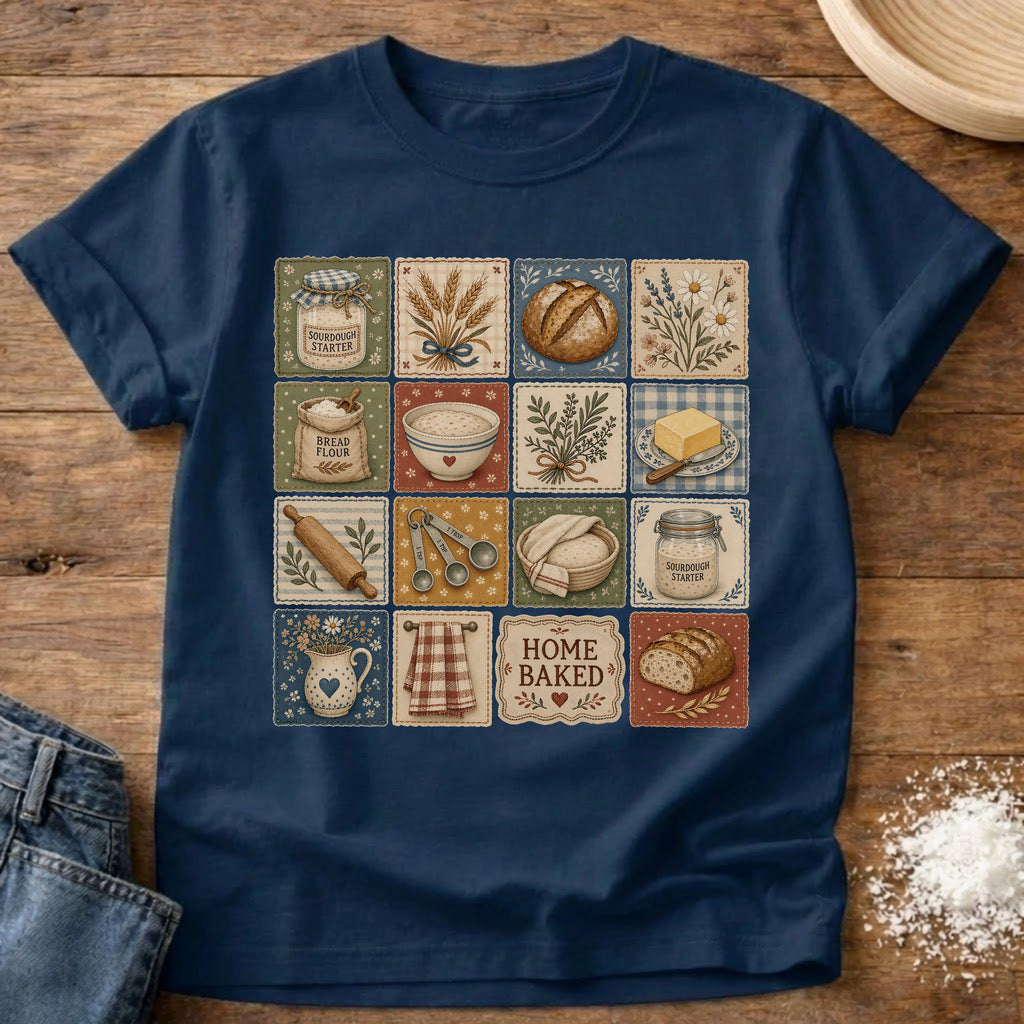 Knead More Fun Home Baked Collection sourdough t-shirt in Navy