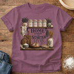 Knead More Fun Home is Where the Starter Lives sourdough t-shirt in Berry