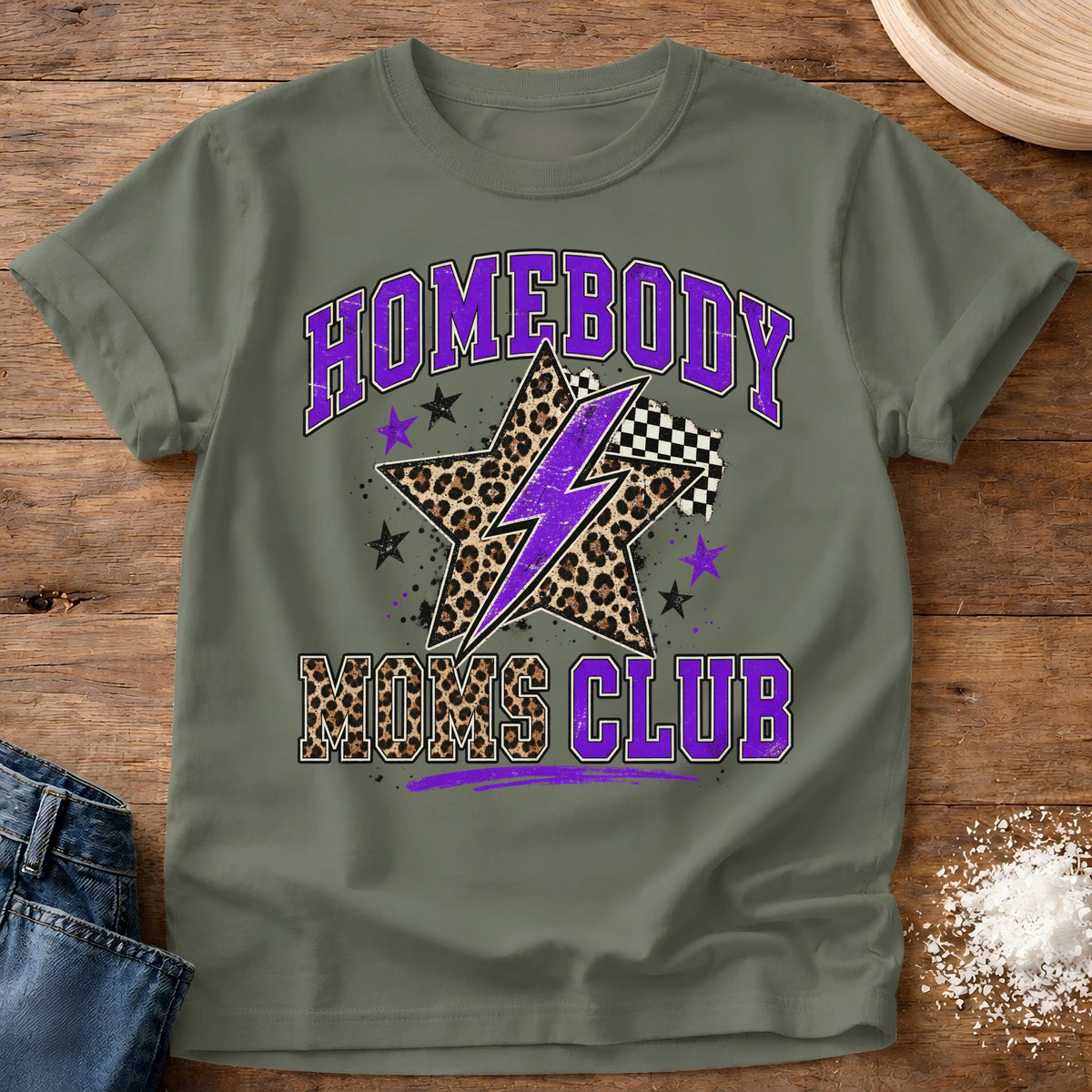 Knead More Fun Homebody Mom's Club t-shirt in Moss