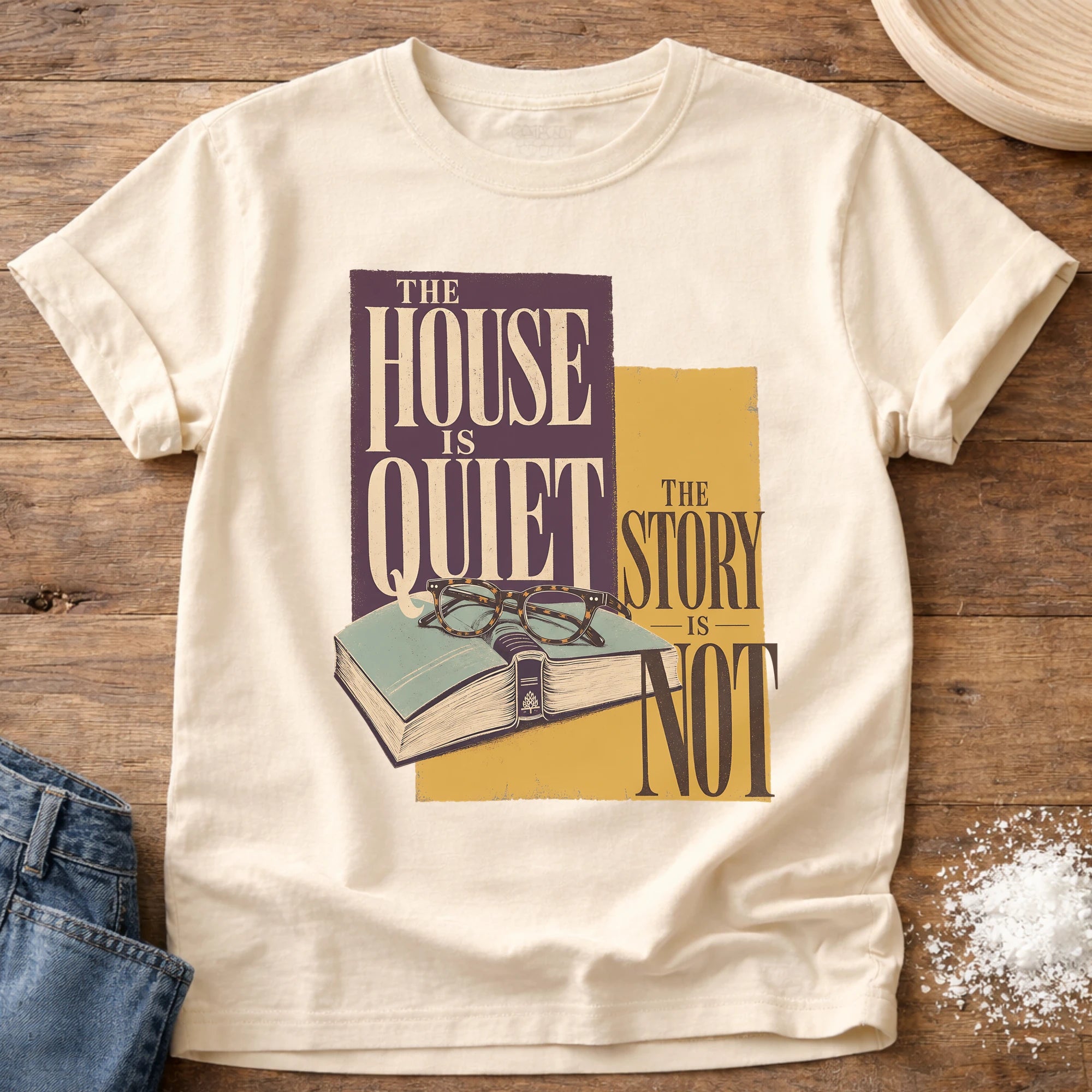 Knead More Fun house is quiet bookish t-shirt in Ivory