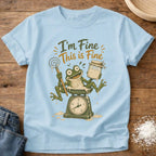 Knead More Fun I'm Fine Frog sourdough t-shirt in Chambray