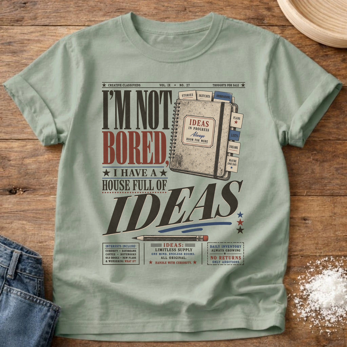 Knead More Fun Ideas In Progress homebody t-shirt in Bay