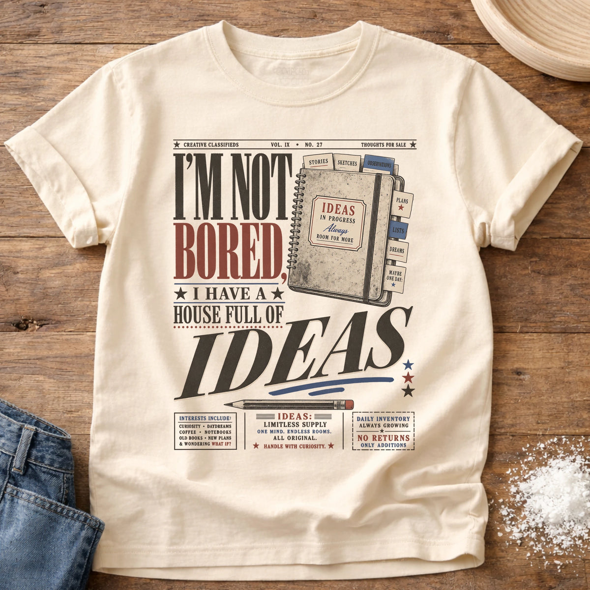 Knead More Fun Ideas In Progress homebody t-shirt in Ivory