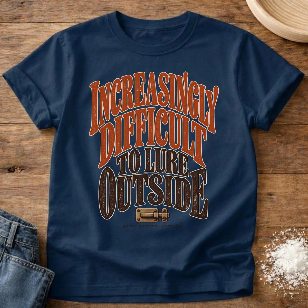 Knead More Fun Increasingly Difficult Outside t-shirt in Navy