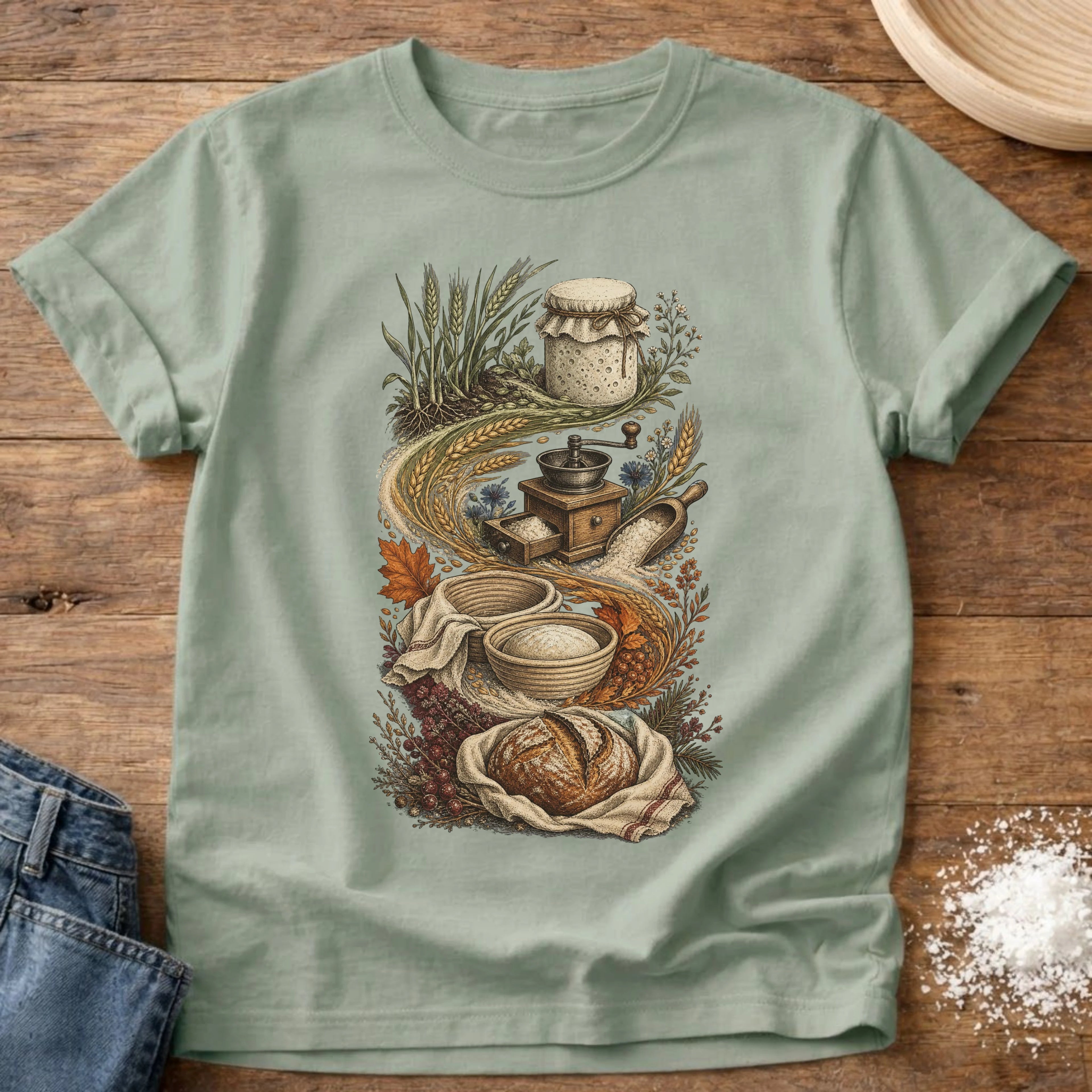 Knead More Fun It's a Process vintage sourdough t-shirt in Bay