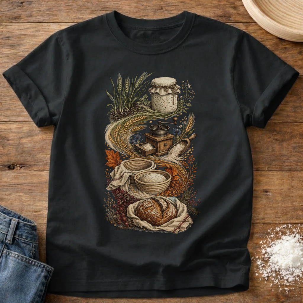 Knead More Fun It's a Process vintage sourdough t-shirt in Black