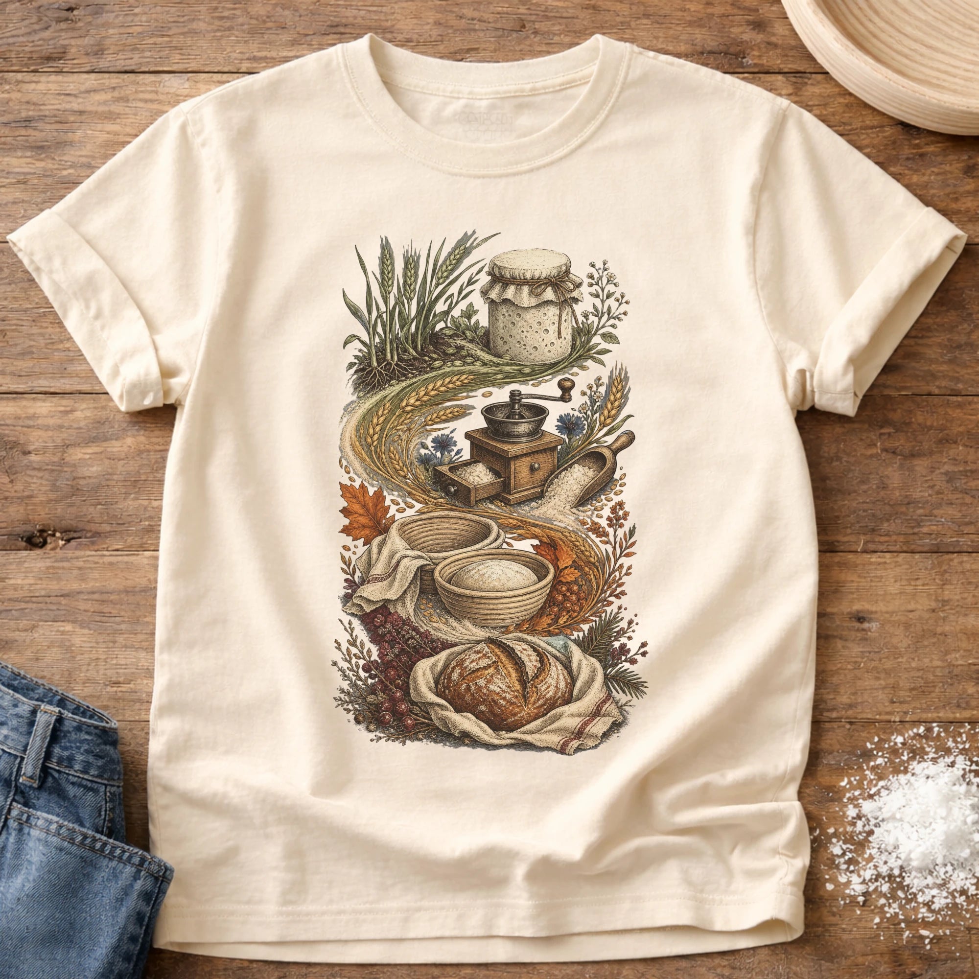 Knead More Fun It's a Process vintage sourdough t-shirt in Ivory