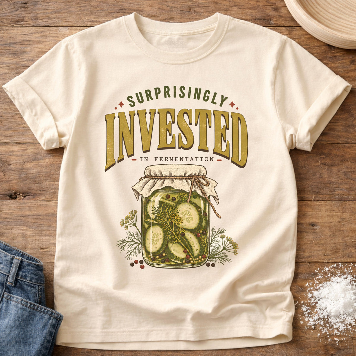 Knead More Fun Invested In Pickles t-shirt in Ivory