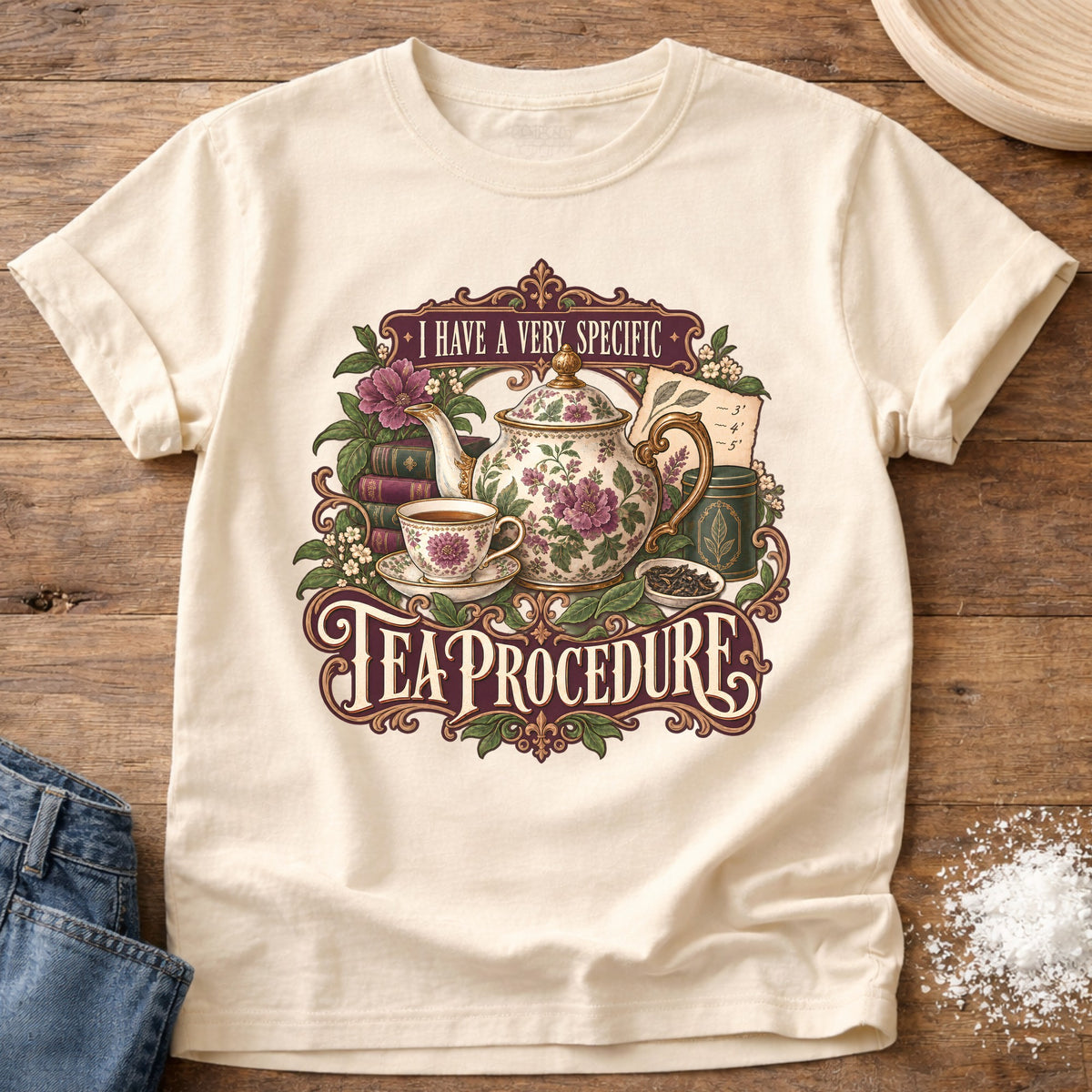 Knead More Fun Tea Proceedure t-shirt in Ivory